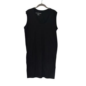 Norma Kamala 100% Organic‎ Cotton Minimalist Black Sleeveless Tank Dress Size L
